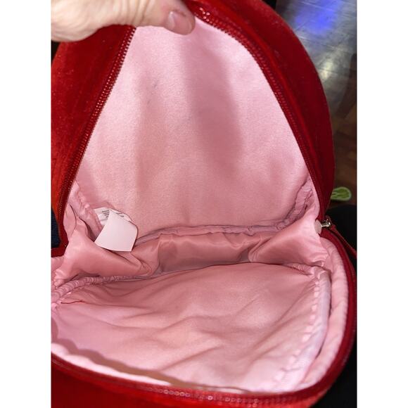 Red Velour Mini Backpack. Very Soft & Pretty. - Picture 4 of 5